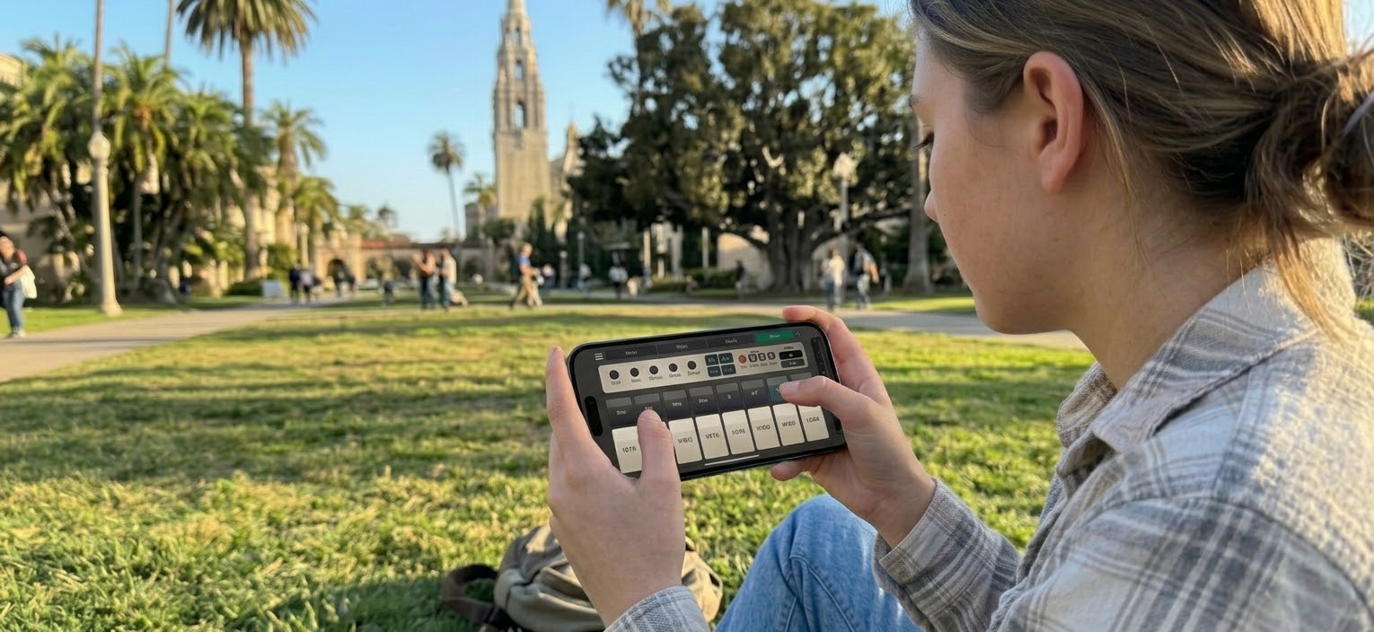 Playing still.synth natively on iPhone outdoors, away from a studio setup